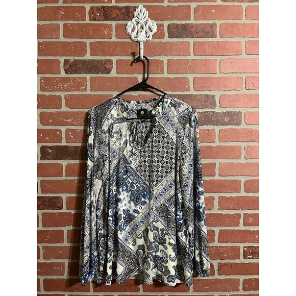 JM Collection | Mixed Print Long Sleeve Top - Picture 2 of 8